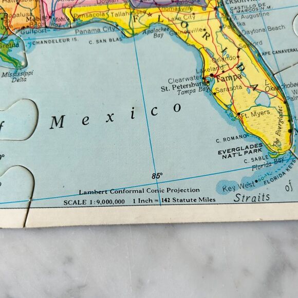 Vintage United States Map Puzzle Rand McNally 63 Pieces Diecut on State Lines - Picture 7 of 10